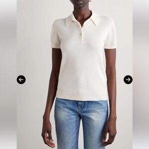 Nile Lotan Milos 100% Cashmere Short Sleeve Polo Sweater